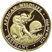 50 Shillings Elephant; Gold, Somalia, 2009 reverse image