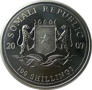 100 Shillings Silver Mother Elephant and baby obverse image
