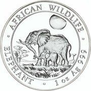 100 Shillings Elephant; Silver, Somalia, 2011 reverse image