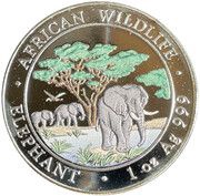 100 Shillings Elephant; Colorized, Somalia, 2012 reverse image