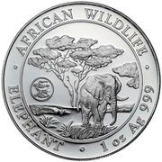 100 Shillings Elephant; Lunar Dragon Privy, Somalia, 2012 reverse image