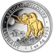 100 Shillings Elephant Gilded; Silver, Somalia, 2016 reverse image