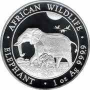 100 Shillings Elephant; Silver, Somalia, 2022 reverse image