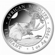 100 Shilling Elephant; Silver, Somalia, 2023 reverse image
