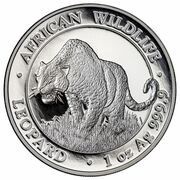 100 Shillings Leopard; Silver, Somalia, 2023 reverse image