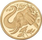 200 Shillings Elephant; Gold Bullion Coinage, Somalia, 2005 reverse image
