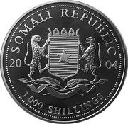 1000 Shillings Elephant Standing obverse image