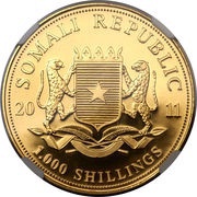 1000 Shillings Elephant; Gold obverse image