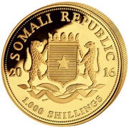 1000 Shillings Elephant; Gold obverse image