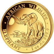 1000 Shillings Elephant; Gold, Somalia, 2016 reverse image