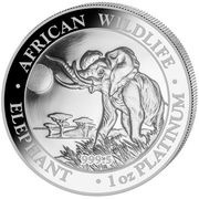 1000 Shillings Elephant; Platinum reverse image