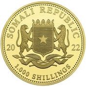 1000 Shilling Elephant; Gold obverse image