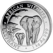 2000 Shillings Elephant; Silver, Somalia, 2015 reverse image