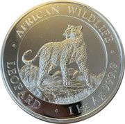 2000 Shillings Leopard; Silver, Somalia, 2022 reverse image