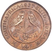 ¼ Penny - George VI reverse image