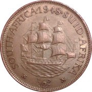 ½ Penny - George VI, South Africa, 1948-1950 reverse image
