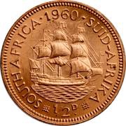 ½ Penny - Elizabeth II 1st portrait, South Africa, 1953-1960 reverse image
