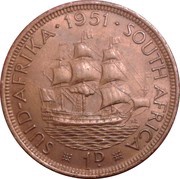 1 Penny - George VI SUID AFRIKA - SOUTH AFRICA, South Africa, 1951-1952 reverse image