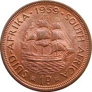 1 Penny - Elizabeth II 1st portrait, South Africa, 1953-1960 reverse image