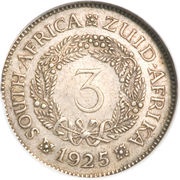 3 Pence - George V, South Africa, 1923-1925 reverse image