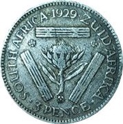 3 Pence - George V ZUID-AFRIKA 3 PENCE, South Africa, 1925-1930 reverse image