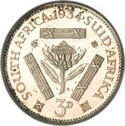 3 Pence - George V SUID-AFRIKA 3D, South Africa, 1931-1936 reverse image