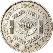 6 Pence - George VI SOUTH AFRICA - SUID AFRIKA, South Africa, 1948-1950 reverse image