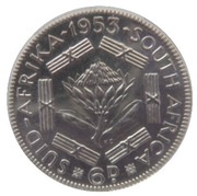 6 Pence - Elizabeth II 1st portrait, South Africa, 1953-1960 reverse image