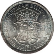 2½ Shillings - George VI 2½ Shillings, SEXTVS REX, South Africa, 1948-1950 reverse image