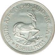 5 Shillings - George VI 5 Shillings, SEXTVS REX, South Africa, 1948-1950 reverse image