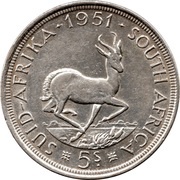 5 Shillings - George VI 5S, South Africa, 1951 reverse image