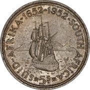 5 Shillings - George VI Cape Town Anniversary, South Africa, 1952 reverse image