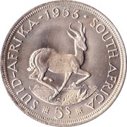5 Shillings - Elizabeth II 1st portrait, South Africa, 1953-1959 reverse image