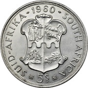 5 Shillings - Elizabeth II 50 Years of the Union of South Africa, South Africa, 1960 reverse image