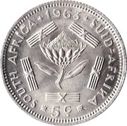 5 Cents 1st decimal series, South Africa, 1961-1964 reverse image