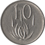 10 Cents Afrikaans Legend - SUID-AFRIKA, South Africa, 1965-1969 reverse image