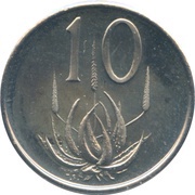 10 Cents Balthazar J. Vorster, South Africa, 1982 reverse image