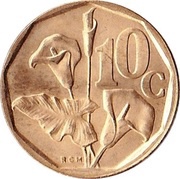 10 Cents SUID-AFRIKA - SOUTH AFRICA, South Africa, 1990-1995 reverse image