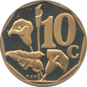 10 Cents Afrika-Dzonga, South Africa, 2002 reverse image