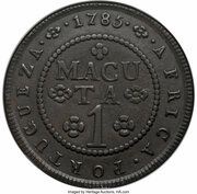 1 Macuta - Maria I and Pedro III, Angola, 1770-1786 reverse image
