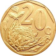 20 Cents South Africa, South Africa, 2002-2015 reverse image