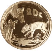 20 Cents African Wild Dog, South Africa, 2005 reverse image