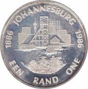 1 Rand Johannesburg Centenary, South Africa, 1986 reverse image
