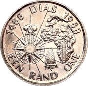 1 Rand Bartolomeu Dias, South Africa, 1988 reverse image