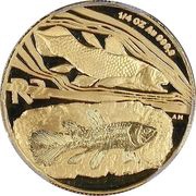 2 Rand - ¼ Ounce Coelacanth fish and fossil, South Africa, 1998 reverse image