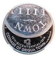 2 Rand Griqua Town, half coin at the top, South Africa, 2015 reverse image