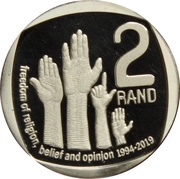 2 Rand Freedom of Religion, Belief and Opinion, South Africa, 2019 reverse image