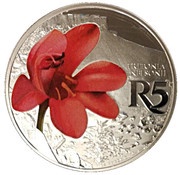 5 Rand Orange Tritonia - colourized, South Africa, 2018 reverse image