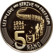 5 Rand 25 Years of Constitutional Democracy, South Africa, 2019 reverse image