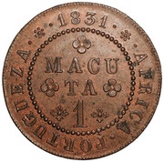 1 Macuta - Miguel I Pattern, Angola, 1831 reverse image